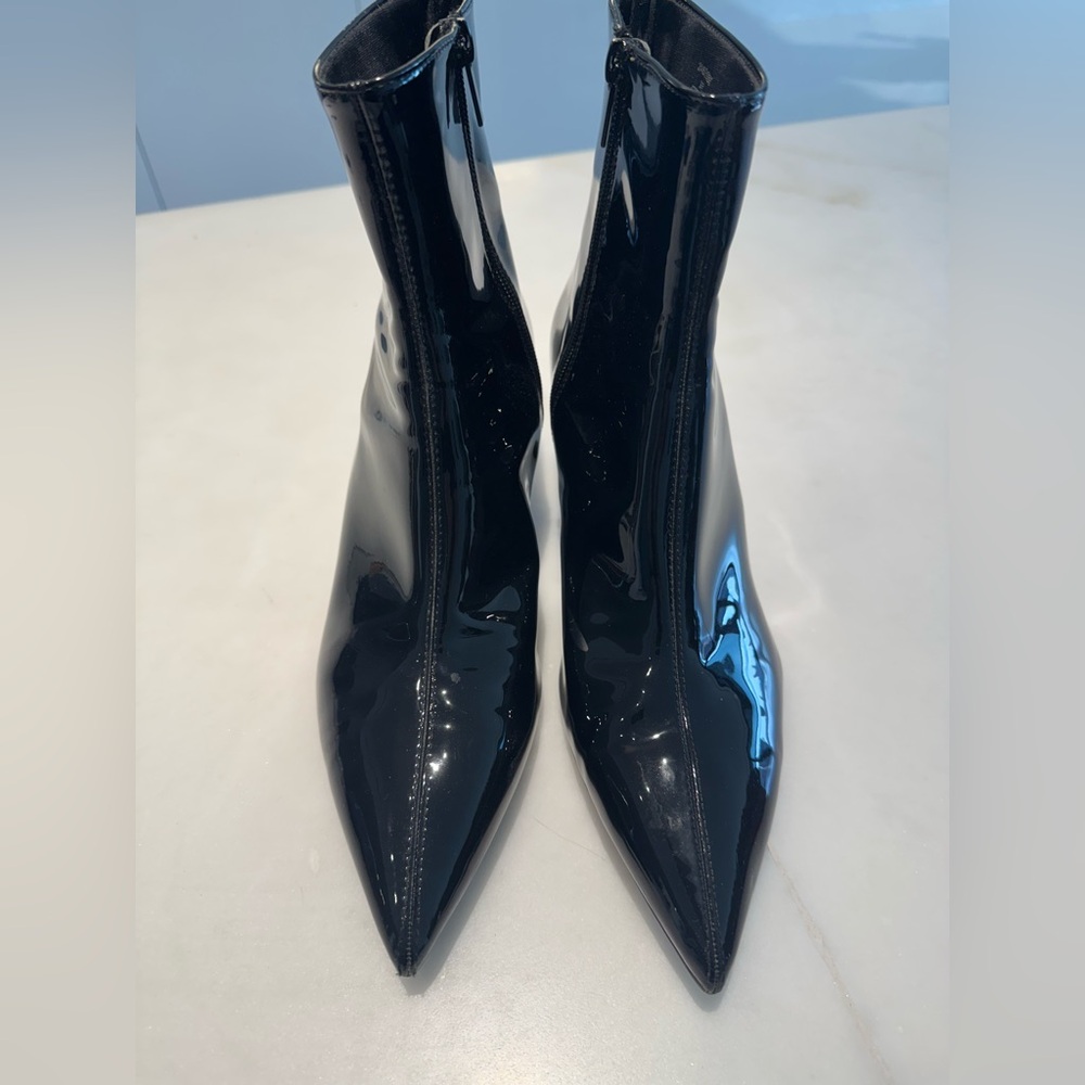 Zara Black Ankle Booties with Glossy Finish
